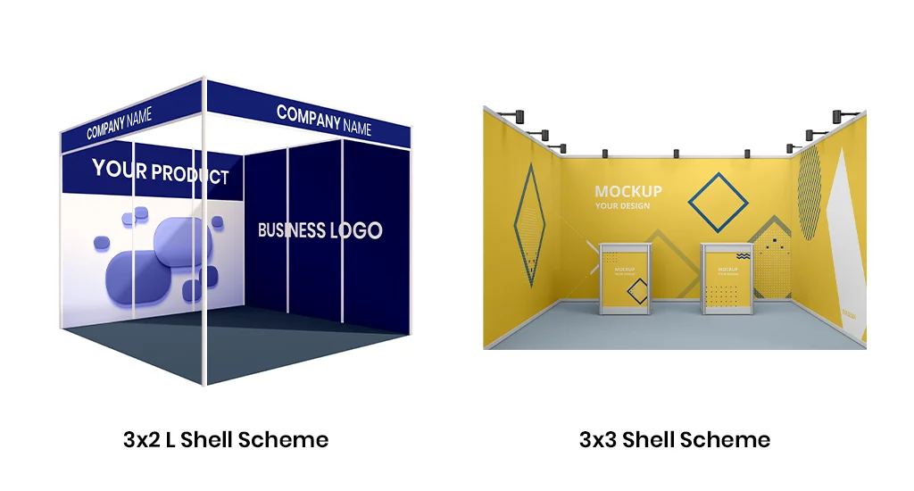 3x2 shell scheme and 3x3 shell scheme booths
