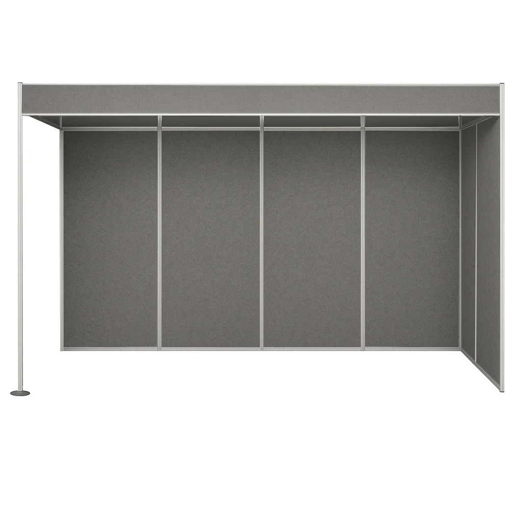 4m x 2m corner shell scheme with facia front view